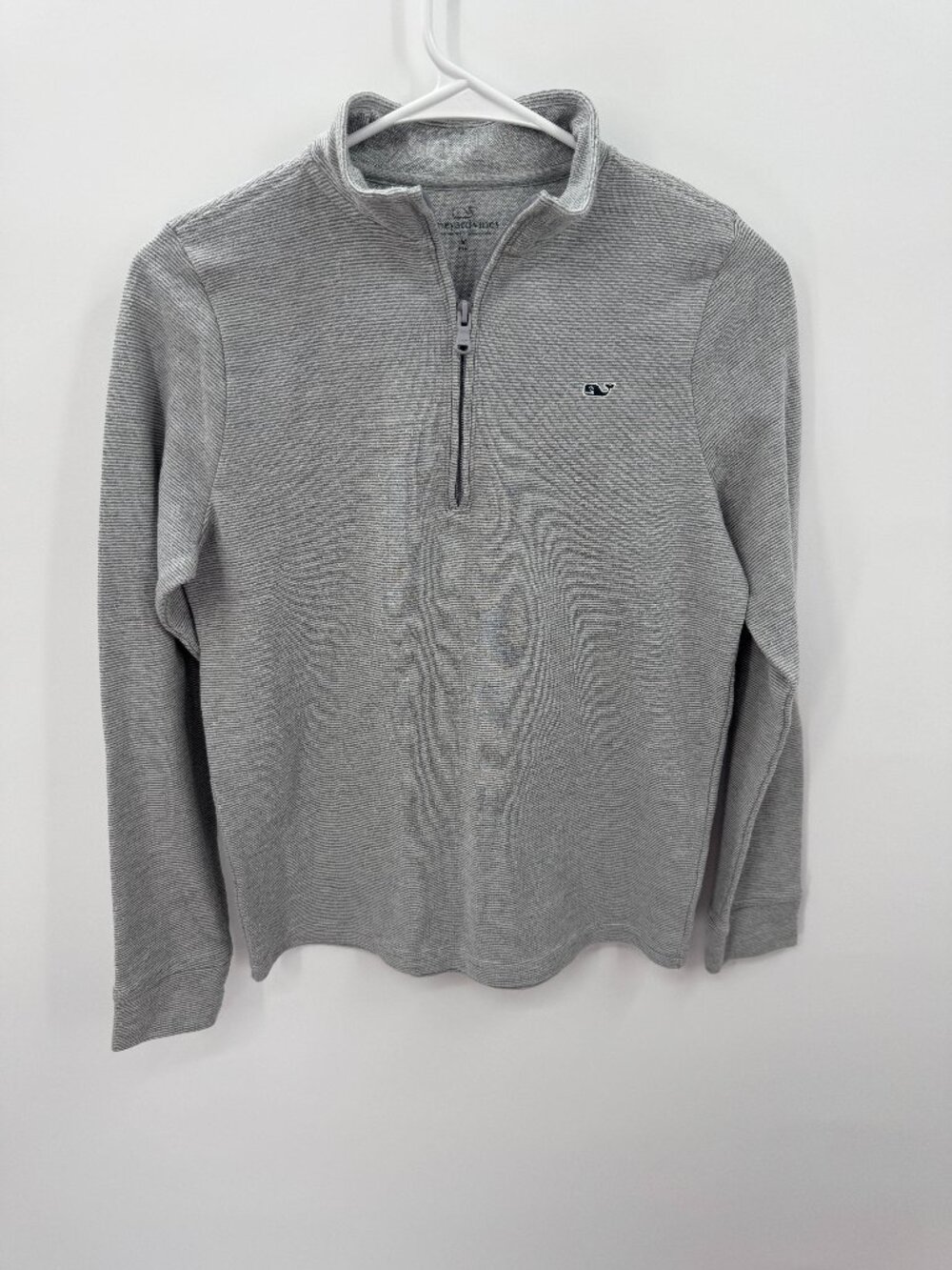 Vineyard Vines Boys Quarter Zip Pullover Sweatshirt Heather Grey Striped Medium
